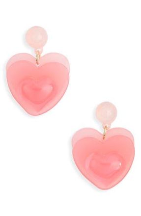 Leith Valentines Day Resin Heart Drop Earrings in Pink Multi- Gold at Nordstrom Rack