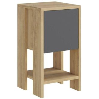 Dmora Mesa De Noche Dkarsdor, C&oacute;moda Baja, Mesilla De Noche, Estante De La Cama, 30x30h55 Cm, Roble Y Antracita - Dmora