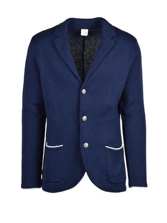 Eleventy Knit Blazer With Notched Lapels And Subtle Trim