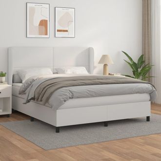 vidaXL Vidaxl - Cama Box Spring Con Colch&oacute;n Cuero Sint&eacute;tico Blanco 180x200 Cm