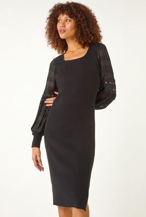 Roman Lace Sleeve Knitted Dress