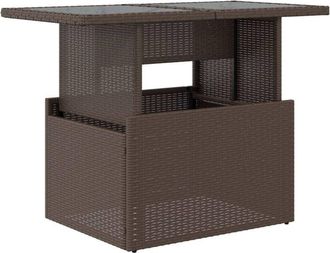 vidaXL Mesa de jardín superficie vidrio ratán pe marrón 100x55x73 cm Vidaxl