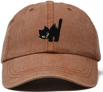 Dalix Blink Black Cat Dad Cap in Washed Orange at Nordstrom