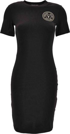 Versace Jeans Couture Abito midi con stampa logo - Nero