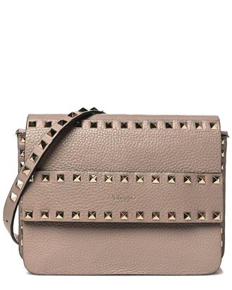 Valentino Poudre Pebbled Calfskin Leather Rockstud Side Slip Crossbody (Authentic Pre-Loved)