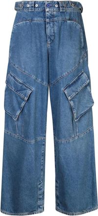 Marcelo Burlon Blauwe Cargo Jeans Aw 23 - Heren - Regular Fit Jeans - Blauw - S - Jeans