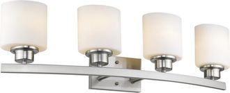 Chloe Lighting AALIYAH Contemporary 4 Light Brushed Nickel Bath Vanity Light Opal White Glass 32 Wide