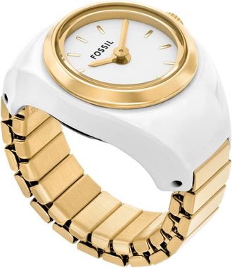 Fossil Womens Watch Ring Two-Hand Gold-Tone Stainless Steel