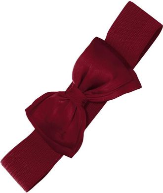 Banned 1950s Elasticated Bow Rockabilly Belt - Burgundy (Medium - UK 10-16)