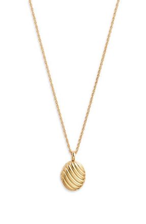 Nordstrom Demi Fine Textured Locket Necklace in 14K Gold Plated at Nordstrom