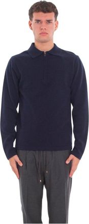 Daniele Fiesoli Merino Cashmere Half-Zip Polo Knit - Heren - Cashmere truien - Blauw - L - Wol - Truien & Vesten
