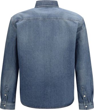 Saint Laurent Mens Denim Shirt Petroleum Blue Cotton