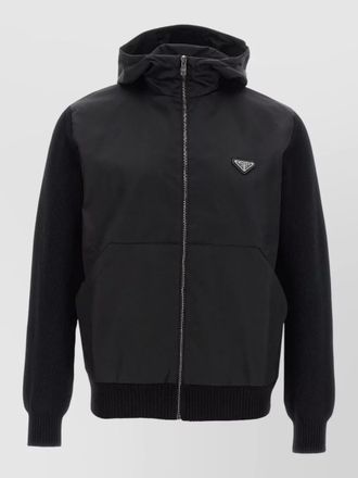 Prada hooded renylon cardigan wool cashmere blend