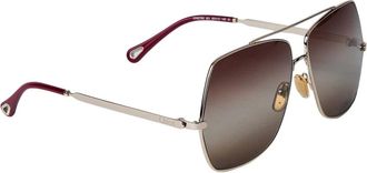 Chlo&eacute; Logo Print Oversized Frame Zonnebril - Dames - Zonnebrillen - Bruin - ONE Size - Accessoires