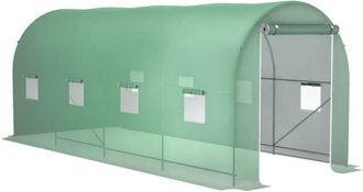 OUTSUNNY Invernadero De T&uacute;nel 500x200x205 Cm Invernadero De Jard&iacute;n Con Puerta Enrollable Y 8 Ventanas Cubierta Pe 140 G/m&sup2; Marco De Metal