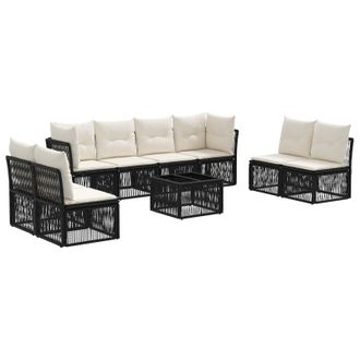 vidaXL Conjunto De Sof&aacute;s De Jard&iacute;n 9 Pcs Negro Rat&aacute;n Sint&eacute;tico Vidaxl