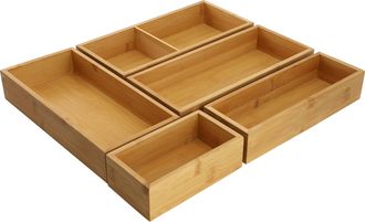 MegaChef 5 Piece Bamboo Storage and Organization Trays