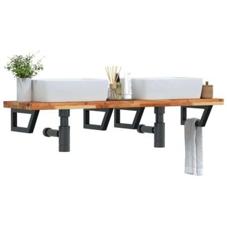 vidaXL Estante De Lavabo De Pared Acero Y Madera Maciza De Acacia Vidaxl