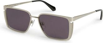 Off-white Sunglasses Rectangle Full Rim, Silver Frame And Dark Grey Lens Oeri121Yoder7207