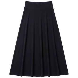 Monte Carlo Flared Ribbed Waist Stretch Knit Long Skirt in Black at Nordstrom, Size 24