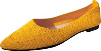 Generic Women Slip On Loafers Breathable Mesh Pointed Toe Flat Comfortable Daily Walking Lightweight Soft Sole Casual Footwear (Yellow, 4.5)