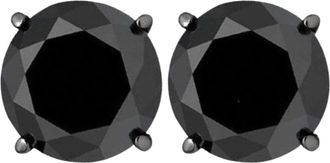 Pompeii3 3ct 14k Black Gold Round Black Diamond Screw Back Studs Earrings