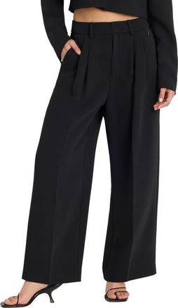 Good American Luxe High Waist Ankle Wide Leg Trousers in Black001 at Nordstrom, Size 6