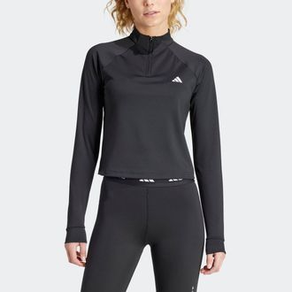 adidas Rollkragenpullover ADIDAS PERFORMANCE TRAIN ESSENTIALS MINIMAL BRANDING 1/4-ZIP OBERTEIL, Damen, Gr. XXL, schwarz, Obermaterial: 91% Polyester, 9% Ela