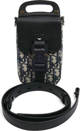 Dior Leather Canvas Shoulder Bag (Pre-Owned)