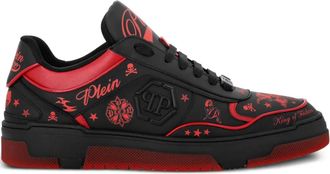 Philipp Plein leather tattoo-print sneakers - Black