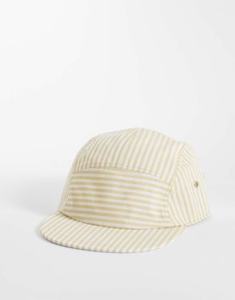 Lacoste Cappellino beige a righe con 5 pannelli-Neutro