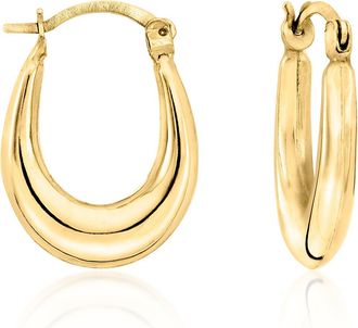 RS Pure by Ross-Simons 14kt Yellow Gold Tapered Oval Hoop Earrings