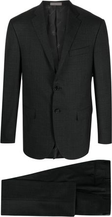 Corneliani single-breasted wool suit - men - Virgin Wool/Cupro - 50 - Grey