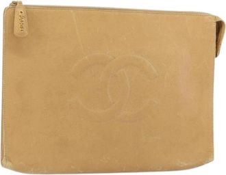 Chanel Pre-owned Vintage Clutch - Dames - Vintage Clutch - Beige - ONE Size - Leer - Vintage