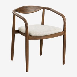 Sklum Sklum - Pack De 4 Sillas De Comedor En Madera De Acacia Y Tela Boucl&eacute; Mallory
