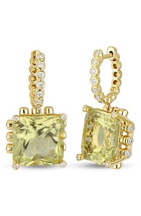 Bony Levy 18K Gold Iris Lemon Quartz & Diamond Drop Earrings in Yellow at Nordstrom