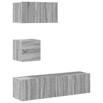 vidaXL Vidaxl - Set De Muebles Para Tv 4 Pzas Madera Contrachapada Gris Sonoma