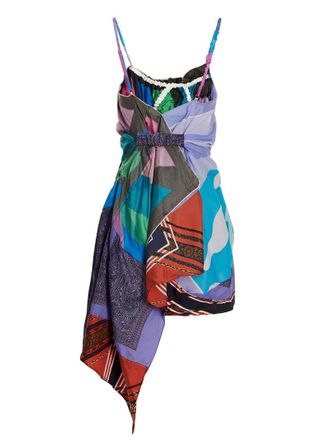 1/OFF Multicolor Scarf Print Slip Dress - Multicolor