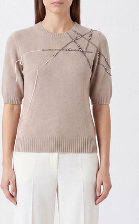Fabiana Filippi Maglia in lana e cashmere con ricamo di strass