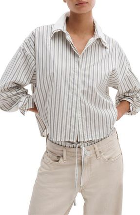 Rag & Bone Marin Stripe Cotton Button-Up Shirt in Crmst at Nordstrom, Size X-Small