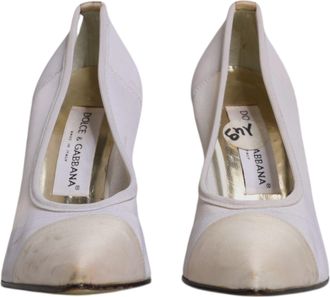 Dolce & Gabbana White Beige Leather High Heels Pumps Womens Shoes (Pre-Owned)