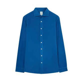Brooks Brothers Slim Fit Katoenen Corduroy Overhemd met Spreidkraag - Heren - Casual Overhemden - Blauw - M - Katoen - Overhemden