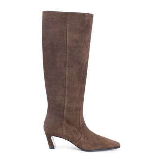 Stuart Weitzman Mid-Height Suede Boots With Pointed Toe And Side Zipper