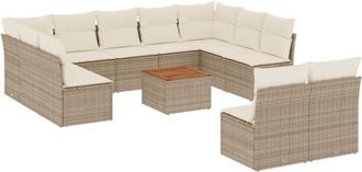 vidaXL Set De Sof&aacute;s De Jard&iacute;n 12 Pzas Y Cojines Rat&aacute;n Sint&eacute;tico Marr&oacute;n Vidaxl