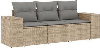 vidaXL Juego De Sof&aacute;s De Jard&iacute;n Con Cojines Beige 3 Pzas Rat&aacute;n Pe Vidaxl