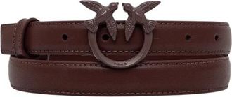Pinko Love Birds Thin Leather Belt 2cm - Accessories - Mujer - Marr&oacute;n - XS