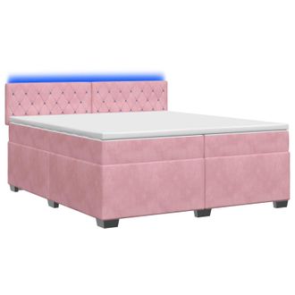 vidaXL Letto Con Box Spring, Materasso E Led Rosa 200 X 200 Cm Velluto Vidaxl