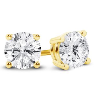 Grown Brilliance 14K Yellow Gold IGI Certified 3 Carat Round Cut Lab Grown Diamond Stud Earrings for Women, VS Clarity, E-F Color
