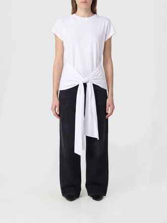 Toteme T-shirt lunga in cotone a girocollo con cintura in vita da annodare
