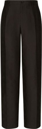 Dolce & Gabbana straight-leg monogram-jacquard trousers - men - Cotton/Silk/Polyester - 48 - Black